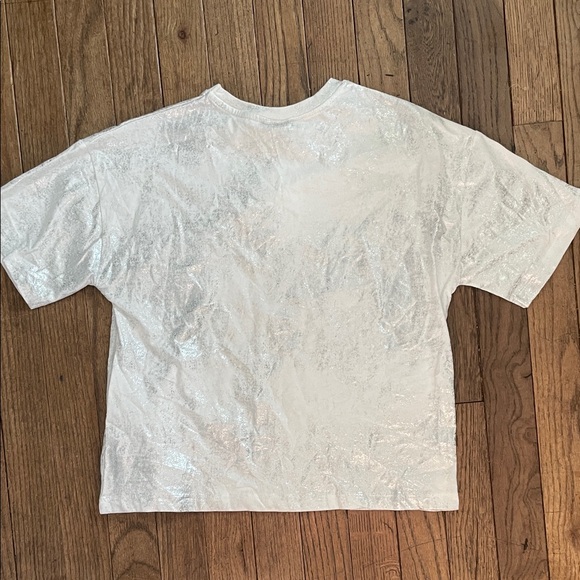 NWT Zara Shimmering Silver and White Tee for kids - Picture 4 of 4